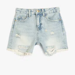 Koton Girls Washed Mid-Rise Denim Shorts-image-44