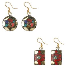 URBANELA Set Of 2 Gold-Plated Circular Drop Earrings-14