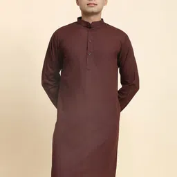 Moda Rapido Band Collar Long Sleeves Cotton Straight Kurta-image-64