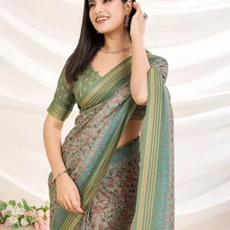 Mantrotsav Floral Print Zari Saree-picture-28