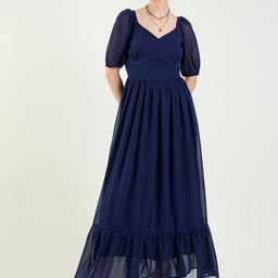 aayu Women Puff Sleeve Georgette Fit & Flare Maxi Dress-picture-2