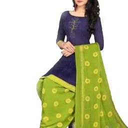 Unstitched Printed Cotton Blend Kurta & Patiyala Dress Material with Dupatta-image-89