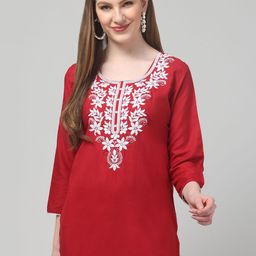 STYLE PREZONE Women Ethnic Motifs Embroidered Chikankari Kurti-image-24