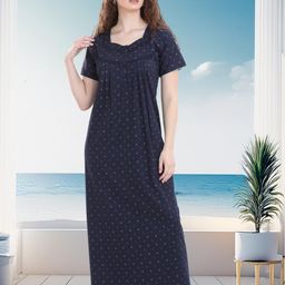 QUIRA Women Polka Dots Printed Maxi Nightdress-image-84