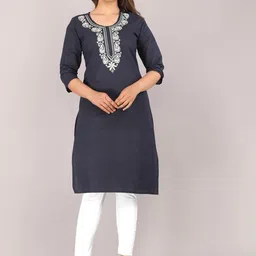 Mehsoos Ethnic Motifs Yoke Design Thread Work Cotton Straight Kurta-picture-15