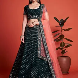 DIVASTRI Embroidered Thread Work Semi-Stitched Lehenga & Unstitched Blouse With Dupatta-28
