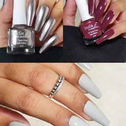 indie nails Indie Nail Set Of 5 Long Lasting Glossy Nail Polish With Mini Filer & Potli - 5 ml Each image 3