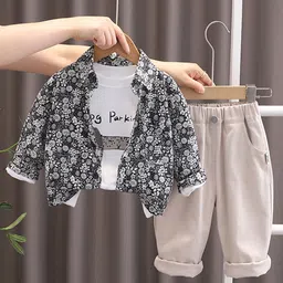 INCLUD Infant Boys Floral Printed Shirt Collar Shirt With T-Shirt & Pants-picture-29