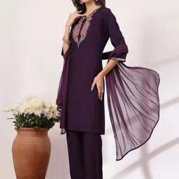 Nayam By Lakshita Paisley Embroidered Thread Work Kurta with Trousers & Dupatta-picture-41