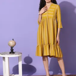 Moda Rapido Print A-Line Midi Dress-image-19