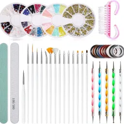 Nail Art Kit | 10 in 1 Nail Design Kit with Rhinestones, Nail Brushes, Nail Tape-12