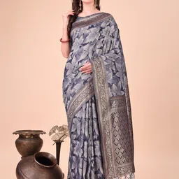 Astita Floral Printed Zari Saree-36