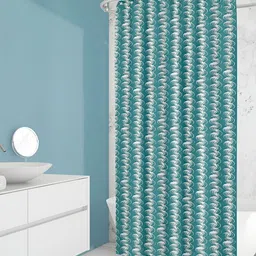 ArtzFolio Teal & White Printed Waterproof Shower Curtain-image-33