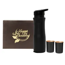 INTERNATIONAL GIFT Black Copper Water Bottle With 2 Glass & Happy Birthday Tag Gift Set-image-52