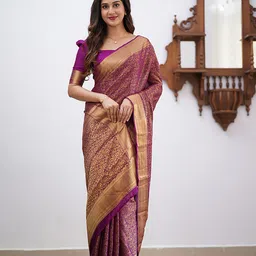 AMRUTKALA SAREES Ethnic Motifs Woven Design Banarasi Saree-image-94