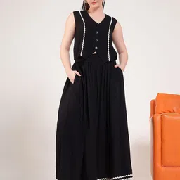 DEEBACO V-Neck Waistcoat With Maxi Skirt Co-Ords-image-38