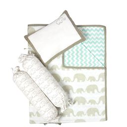 Masilo Infants Elephant Parade Printed Organic Cotton Baby Bed Sets-image-5