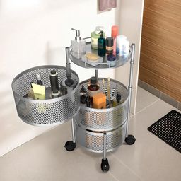 Kuber Industries Silver Toned 2 Pieces Textured Rotating 3-Tier Multi-Utility Organisers-image-51