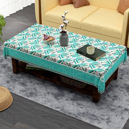 Myntra Elegant Homes Green Geometric Printed 4-Seater Table Cover-image-9