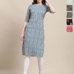 7Threads Selection Of 6 Chevron Printed Round Neck Straight Kurtas-image-87