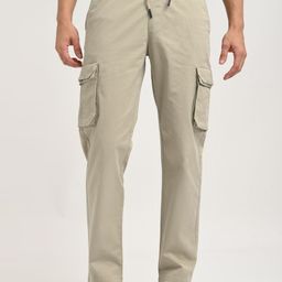 Blu MNKY Men Smart Loose Fit Mid-Rise Cotton Cargos Trousers-image-83