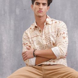 WROGN Men Slim Fit Ethnic Motifs Printed Spread Collar Pure Cotton Casual Shirt-picture-28