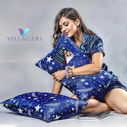 VILLAGERS Set of 2 Blue Polyester Pillows-picture-19