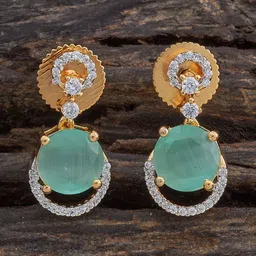 Kushal's Fashion Jewellery Rhodium Plated Zircon Studded Circular Drop Earrings-image-96