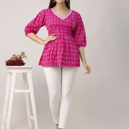MERAAKI FASHION Floral Print Cotton Empire Top-image-82
