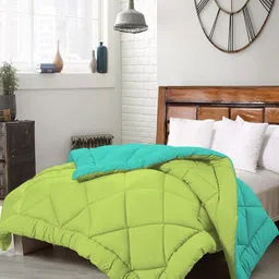CHICERY Green & Turquoise Blue Microfiber AC Room Double Bed Comforter-picture-0