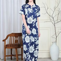 Kanvin Women Floral Printed Pure Cotton Maxi Nightdress-picture-16