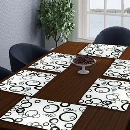 Aura 6-Pcs Black & White Printed Table Placemats-15