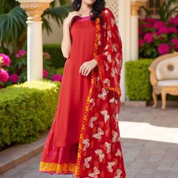 Pannkh Women Ethnic Motifs Kurta with Sharara & With Dupatta-29