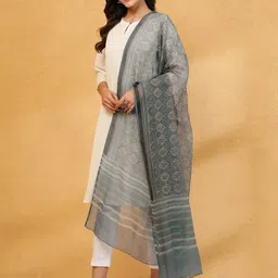Fabindia Floral Printed Cotton Silk Dupatta-picture-33