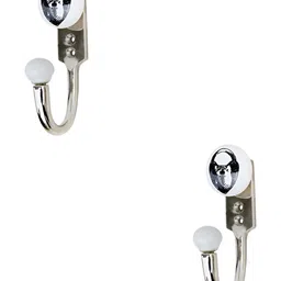 IndianShelf Silvertoned 2 Pieces Ceramic & Zinc Lock Cloth Hangers Coat Hooks-image-65