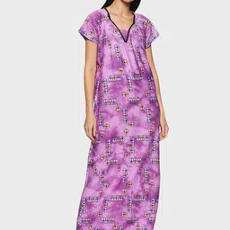 Fabme Women's Printed Maxi Nightdress-image-14