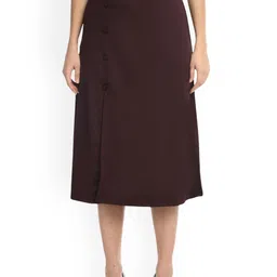 Klart A-Line Front Side Slit Midi Skirt-picture-23