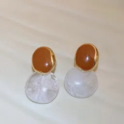 BEYTER Sterling Silver Gold-Plated Artificial Stones Studded Drop Earrings-17