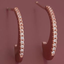 Kushal's Fashion Jewellery Rose Gold-Plated 92.5 Pure Silver CZ Classic Half Hoop Earrings-picture-47