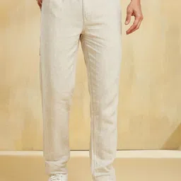 Fabindia Men Slim Fit Mid-Rise Linen Trousers-picture-19