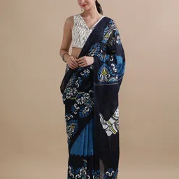Jaipur Kurti Floral Printed Pure Cotton Saree-25