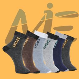 MJE Pack Of 6 Patterned Cotton Ankle Length Socks-picture-45