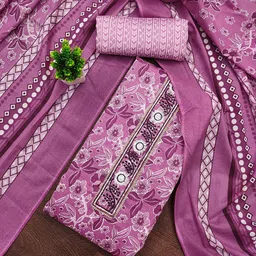 KALINI Floral Printed Sequinned Unstitched Dress Material-image-71
