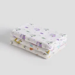 Biglilpeople White & Purple 3 Pieces Abstract Printed Summer Single Bed Dohar-11