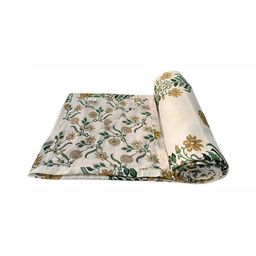 RF RELAXFEEL Beige & White Floral Microfiber Heavy Winter 150 GSM Single Bed Dohar-image-49