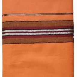 Atex Men's orange color dhoti with brown and silver color striped border dhoti Solid Men Dhoti-image-78