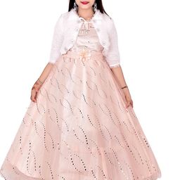 SVM FASHION Girls Maxi/Full Length Festive/Wedding Dress (Pink, 3/4 Sleeve)-image-81