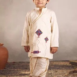 Vivedkids Boys Embroidered Angrakha Gotta Patti Pure Cotton Kurta with Dhoti Pants-44