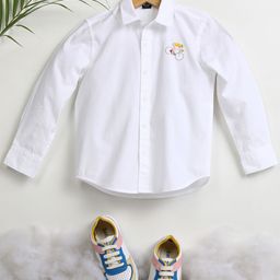 Hoop Boys Spread Collar Solid Cotton Slim Fit Casual Shirt-image-72
