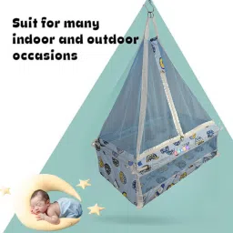 chadu Hanging Swing Cradle, Mosquito Net and Spring |Easy to Fix & Strong, 0-12 Months Sleeping Bag image 3